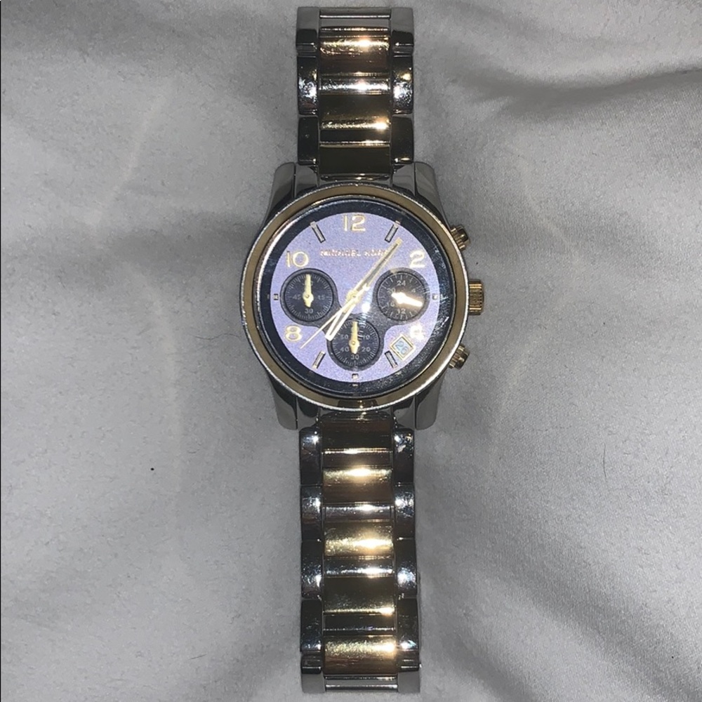 Two Tone Gold and Silver Blue Face Michael Kors